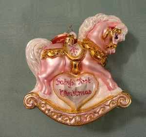 Christopher Radko Babys 1. Weihnachtsstutfohlen rosa Schaukelpferd Ornament 1020687 - Bild 1 von 4