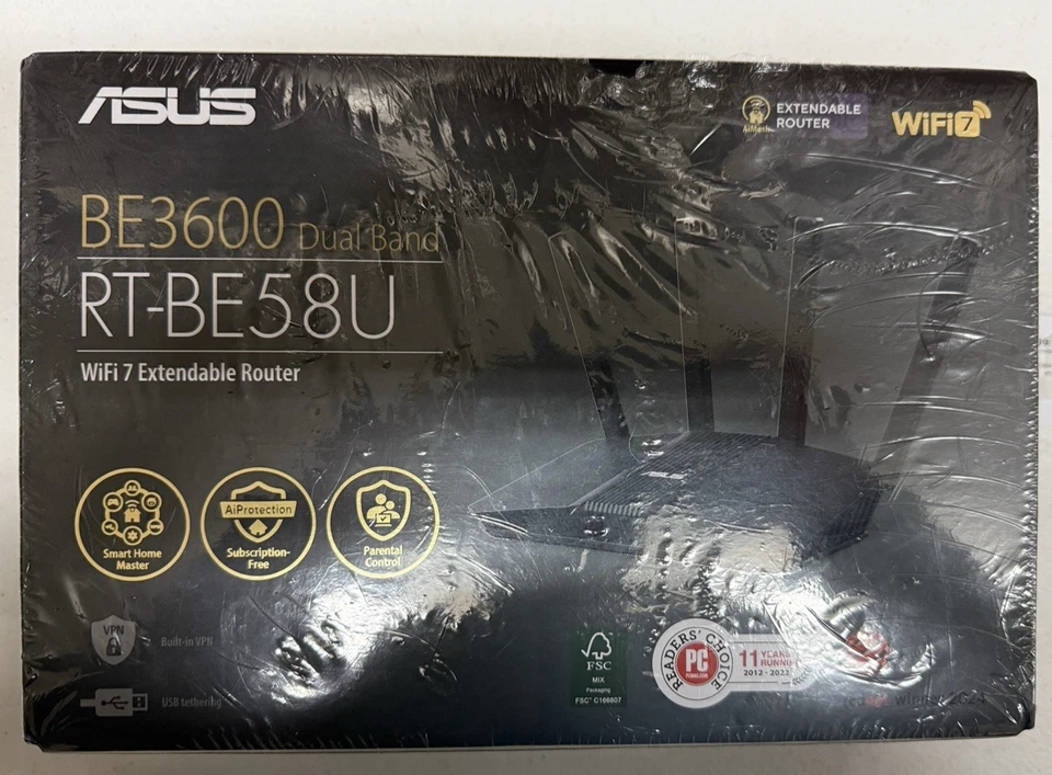 NEW  ASUS RT-BE58U WiFi 7 BE3600 AiMesh Extendable Router - Image 1 of 1