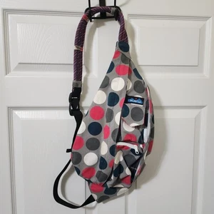 KAVU Rope Sling Bag Rucksack Canvas Got Dots Print Polkadot Grau/Pink/Weiß/Marine - Bild 1 von 12