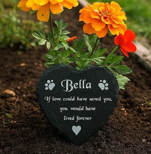Piedra de pizarra grabada personalizada corazón mascota conmemorativa tumba marcador placa perro - Imagen 1 de 5
