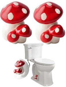 Rote Pilz WC Bodenschraubenabdeckungen, Keramik Pilz WC Bolzenkappen, geschnitten... - Bild 1 von 8