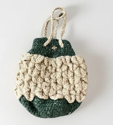 Bolso de Abeja Artesanal Grueso Tejido Colmena Verde Beige Boho Hippie Indie Foto 1 de 4