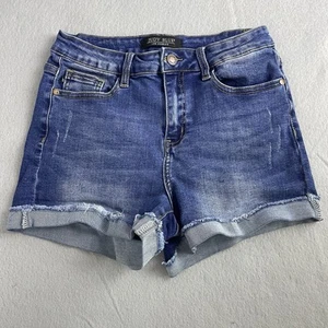 Judy Blue Denim Shorts Cuffed Hem Distressed Blue Jean Summer Casual Size 29 W - Picture 1 of 12
