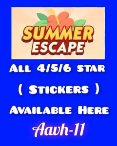 ALL 4 STAR 5 STAR 6 STAR STICKERS AVAILABLE :-MONO_POLY_GO (SUMMER ESCAPE ALBUM) - Picture 1 of 1
