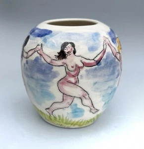 Francis McCarthy Pottery Vase Nudes Dancing, Signed & Dated, 1961, 4.5" tall - Picture 1 of 6