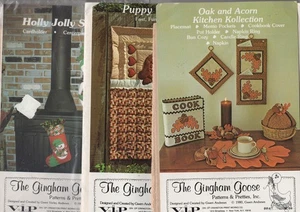 VTG 3 THE GINGHAM GOOSE Patterns Puppy Love, Autumn Kitchen, Snowmen - Picture 1 of 4