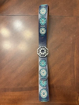 Cinturón de cuero bordado Lucky Brand para mujer L turquesa  Foto 1 de 4