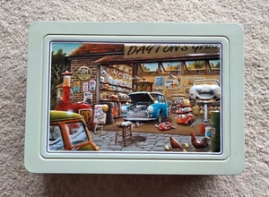 Connoisseur's Biscuits Dayton's Garage 'Blue Mini Cooper' Tin 2013-VGC-10" x 7" - Picture 1 of 10