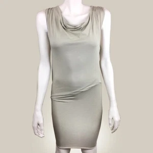 Womens ASOS Size 4 Tan Sleeveless Bodycon Dress Sleeveless Slouch Neck - Picture 1 of 4