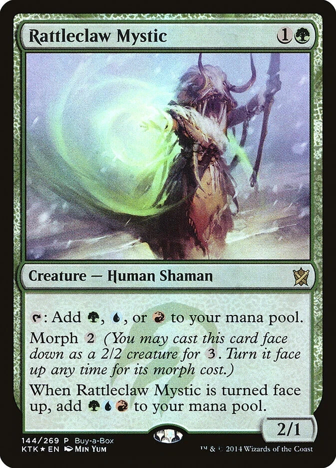 Magic The Gathering KHANS OF TARKIR PROMO FOIL RATTLECLAW MYSTIC green card MTG - Image 1 of 1