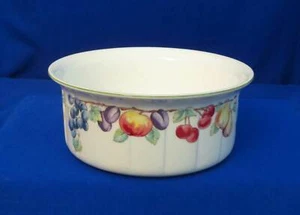 Villeroy & Boch Melina Soufflé 7-3/8" D Fruit Straight Edge Green Trim Germany - Picture 1 of 4