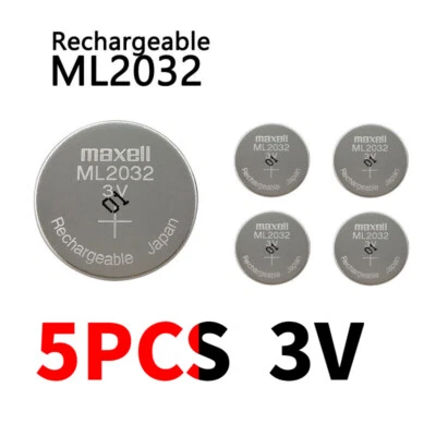 5X Rechargeable ML2032 2032 Battery Electronics CMOS Backup Calculators 65mAh 3V - Image 1 of 4