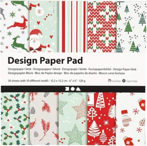 50 Sheets Christmas Paper Printed 10 Designs for Craft Cardmaking Scrapbooking - Picture 1 of 1