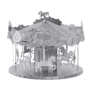 Carousel Metal Model - 3D Laser-Cut Steel Nostalgia Puzzle Whimsical Decor - Picture 1 of 7