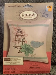 Dimensions Pillow Case Bird Design Handmade Embroidery Kit 14" x 14" New Sealed - Picture 1 of 3