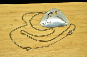 Silver Plated Marlin Pin Brooch Pendant w/ 22" Curb Chain - Picture 1 of 10