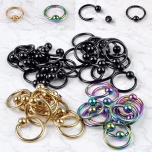 10pcs Captive Bead Ring Ball Hoop Eyebrow Nipple Nose Lip Earrings Body Piercing - Picture 1 of 12
