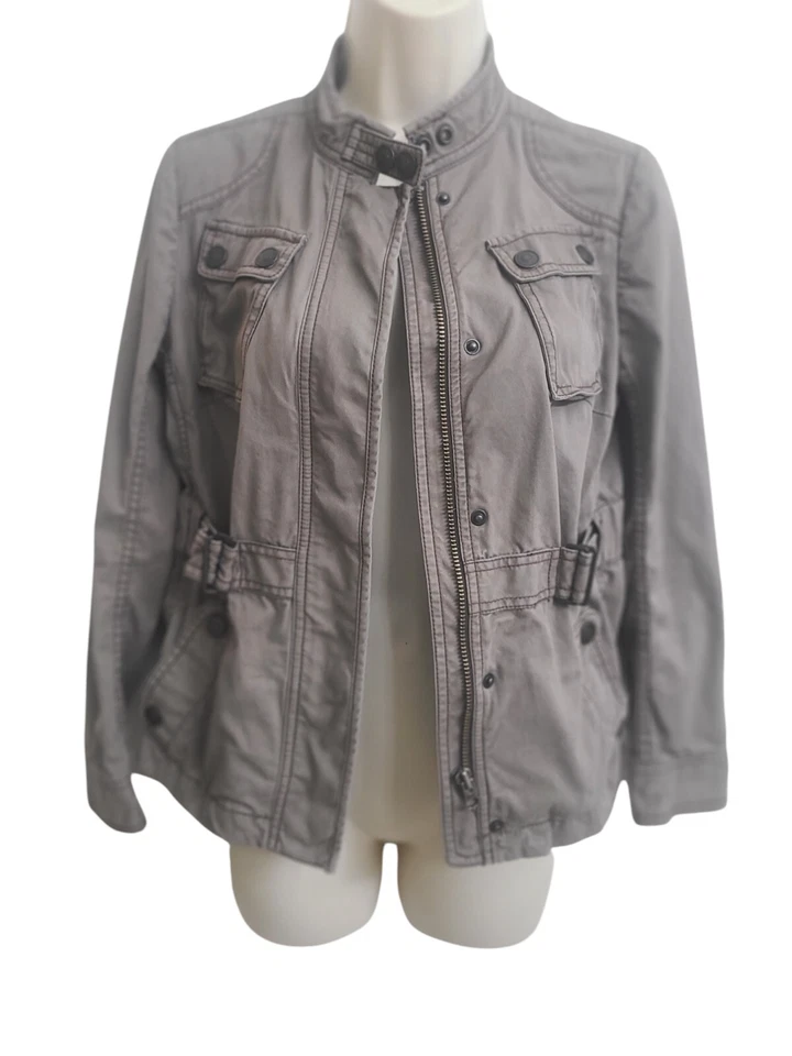Ann Taylor Loft Women’s Petite 6P Utility Military Y2K Jacket – Grey/Taupe - Image 1 of 4