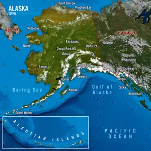 Mapa de Alaska - Cuatro Temporadas - Tarjeta de Felicitación Postal Lenticular 3D` - Imagen 1 de 2