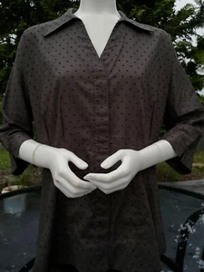 NWOT SOFT SURROUNDINGS WOMEN'S 100% COTTON Charcoal Black PRINT TUNIC BLOUSE, M - Picture 1 of 12