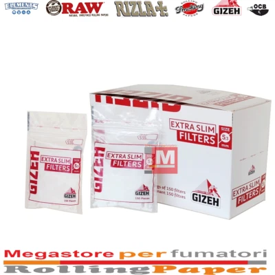 Filtri Gizeh Extra Slim 5,3mm Filtro Spugna Lisci Da 20 Bustine Da 150 Filtrini - Image 1 of 3