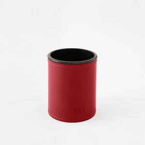 Schreibtisch Stiftehalter Leder Ferrari Rot - Rund Design Handwerkliche Nähte - Bild 1 von 5