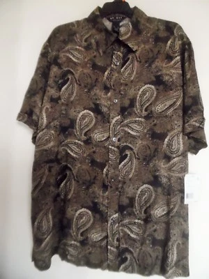 NWT Axcess Mens Sz XL Short Sleeve Button Down Shirt Paisley Prints 100% Rayon - Image 1 of 3