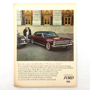 Ford LTD 1965 vintage anuncio impreso Cruise-O-Matic rojo borgoña chofer Rolls-Royce - Imagen 1 de 1