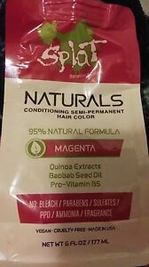 Splat Naturals Semi - Permanent Hair Color, Magenta, 6 fl oz Ea New Vegan 
