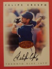 1996 Leaf Signature Felipe Crespo Bronze Autograph Toronto Blue Jays