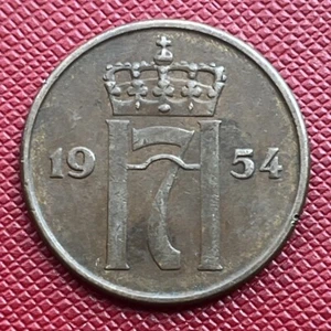 Norway 1954 Bronze 5 Øre. Haakon VII. Royal Norwegian Mint.. KM# 400 - Picture 1 of 2