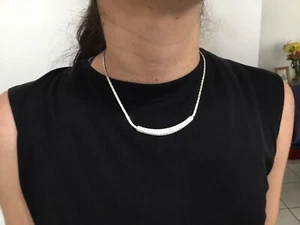 SIGNED Swarovski SWAM HALLMARKED Crystal Deluxe Necklace White Rhodium Plated - Picture 1 of 10