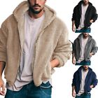 Coat Coat Faux Fur Fleece Fur Fluffy Hooded Hoodie Jacket Jumper Men Solid