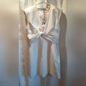 Zara Womans Dress Small White Sleeveless Formal Cocktail Party Mini Holiday - Picture 1 of 13