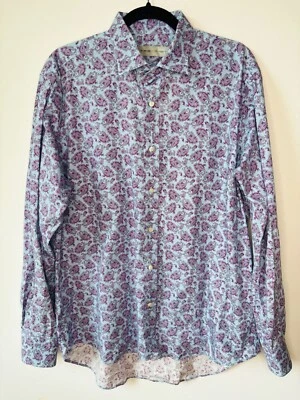 NICE!! ETRO MILANO BLUE & PURPLE PAISLEY BUTTON UP SHIRT *MEN'S 42 L - Image 1 of 4