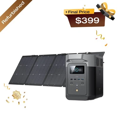 EcoFlow DELTA 2 1024Wh+220W Solar Panel Solar Generator Certified Refurbished - Image 1 of 4