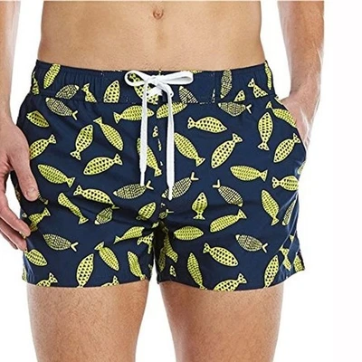 2XIST Ibiza мужской S плавки шорты деко море печати темно-желтый рыбы шнурок - Изображение 1 из 4