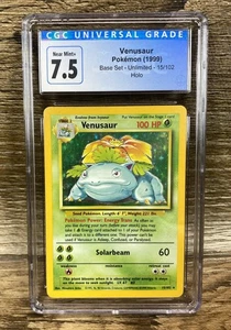 CGC 7.5 Venusaur 1999 Base Set 15/102 Holo Pokemon Karte Blue Label - Bild 1 von 7
