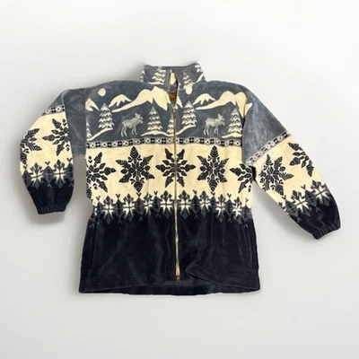 Cárdigan para mujer Alps Fine XL escena de invierno suéter con cremallera manga larga tejido Foto 1 de 4