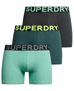 Superdry Mens Boxers 3 Pack Triple Green/Neon - Picture 1 of 13