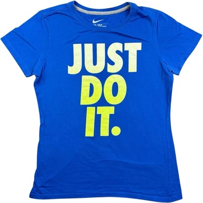 Nike Womens T Shirt Medium Blue Slim Fit Gym Workout T Shirt Just Do It M - Image 1 of 4