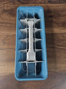 Vintage Mirro Metal Ice Cube Tray Mid Century Modern Blue Kitchen Barware - Picture 1 of 7