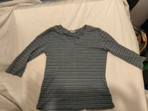 Vintage Columbia Shirt 3/4 Long Sleeve Women's Size Small Blue White Stripes - Picture 1 of 4