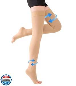 Medias de compresión hasta el muslo sin dedos - Unisex, opacas, KEKING 20-30mmHg G - Imagen 1 de 5
