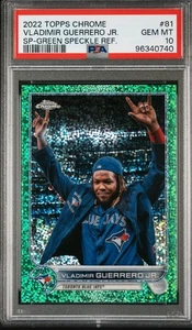 Topps 2022 cromo Vladimir Guerrero Jr Green Speckle IV variación #81 PSA 10 GEMA - Imagen 1 de 2
