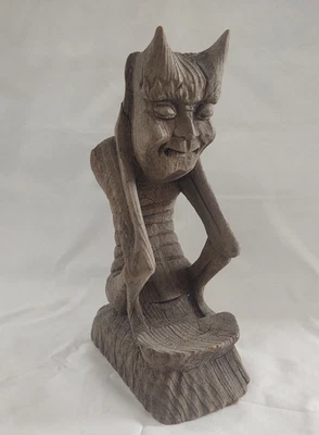 Unique Antique Wood carving One of a Kind Devil , Satan , Lucifer, Demon Oddity - Image 1 of 4