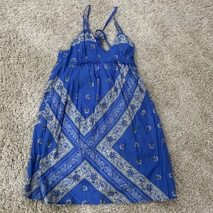 EUC Converse ONE STAR Blue Cotton BANDANA-STYLE SUMMER DRESS Women's Small - Picture 1 of 3