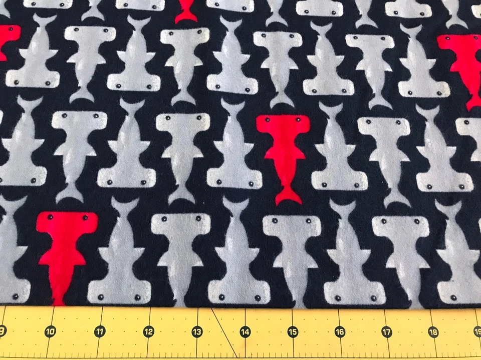 Hammer Head Shark Flannel Fabric Sold By The Yard #1909 - Image 1 of 1