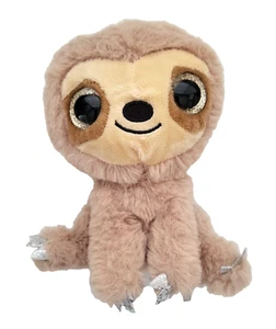 Kmart SLOTH Big Eyed Plush Toy 2021 Anko Sits 6" Tan Glitter Eyes Silver Claws - Picture 1 of 10