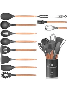 Küchenset Zubehör. Küchen spatel Utensilien Sets mit Holzgriff. 12 Stück Silikon - Bild 1 von 22